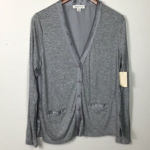 NWT. Heather gray/silver boyfriend cardigan satin
